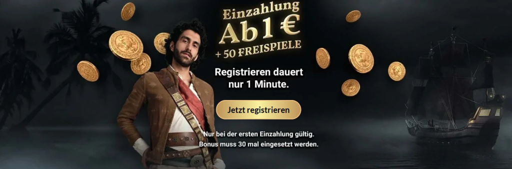Jackpot Piraten Willkommensbonus ab 1€ Einzahlung